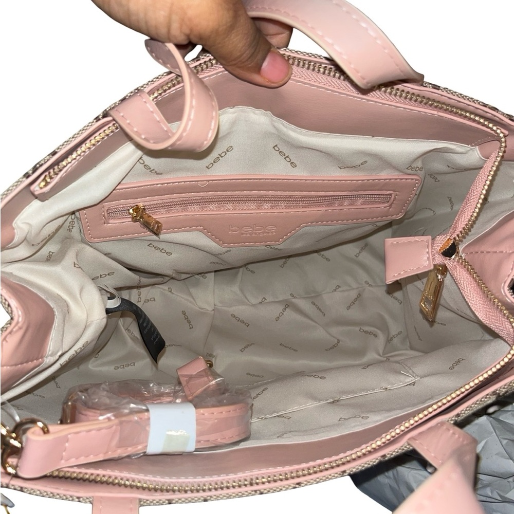 Bebe Signature Beige and Pink Tote - Picture 8 of 9